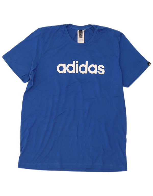 T-shirt grafica da uomo Adidas Top grande in cotone blu