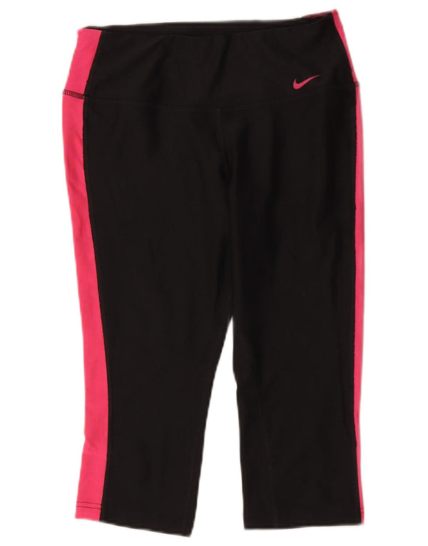 Leggings Nike Dri Fit Capri da donna UK 8 Small Black Colourblock Sports