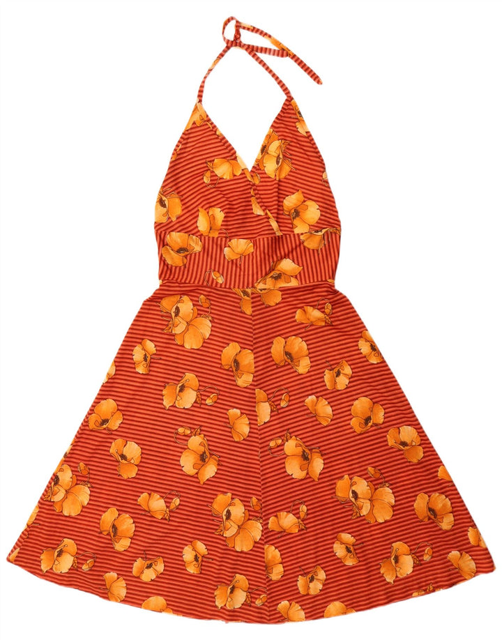 Abito vintage da donna alla caviglia UK 12 medio floreale multicolore