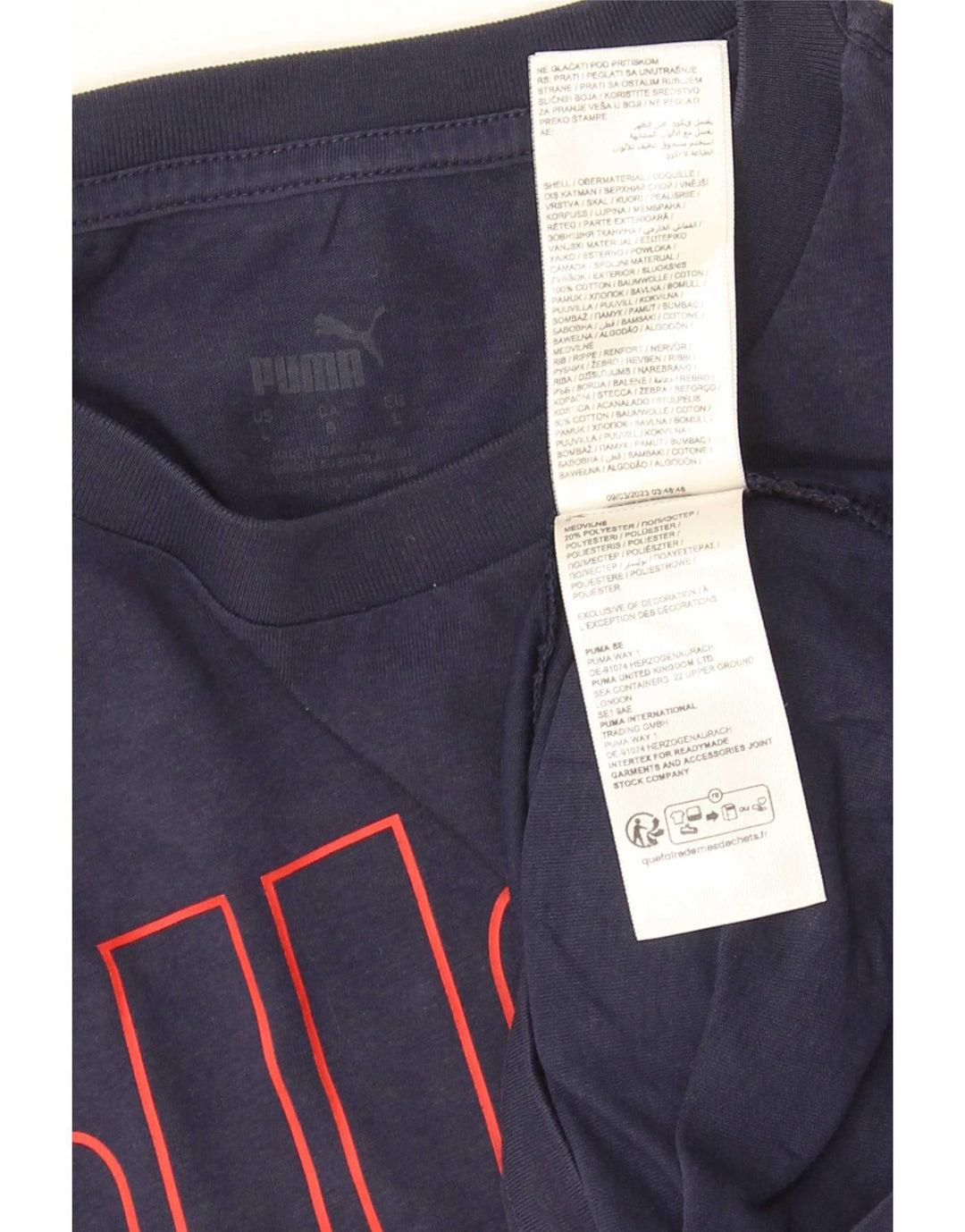 T-shirt grafica da uomo Puma Top Large in cotone blu navy
