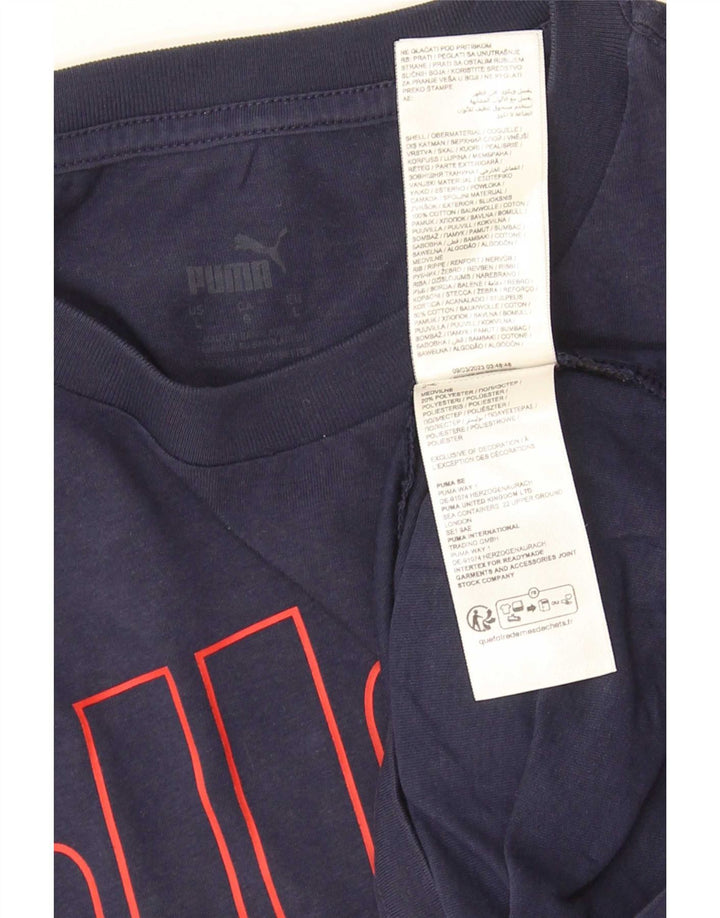 T-shirt grafica da uomo Puma Top Large in cotone blu navy