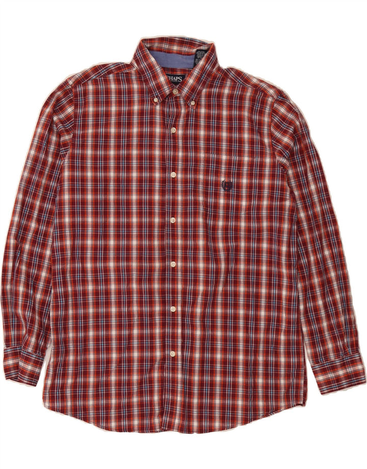 CHAPS Mens Easy Care Shirt Large Burgundy Check Cotton Vintage Chaps and Second-Hand Chaps from Messina Hembry 