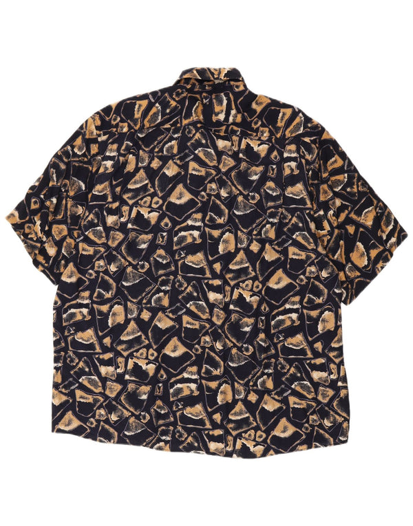 Camicia a maniche corte da uomo Cotton Club Large in viscosa geometrica nera