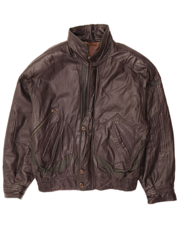 Giacca in pelle vintage da uomo UK 38 in pelle nera media