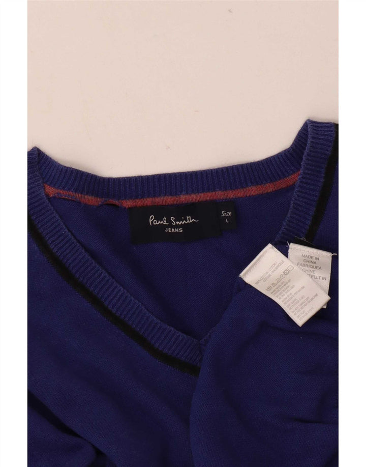 Maglione da uomo con scollo a V Paul Smith, grande cotone blu