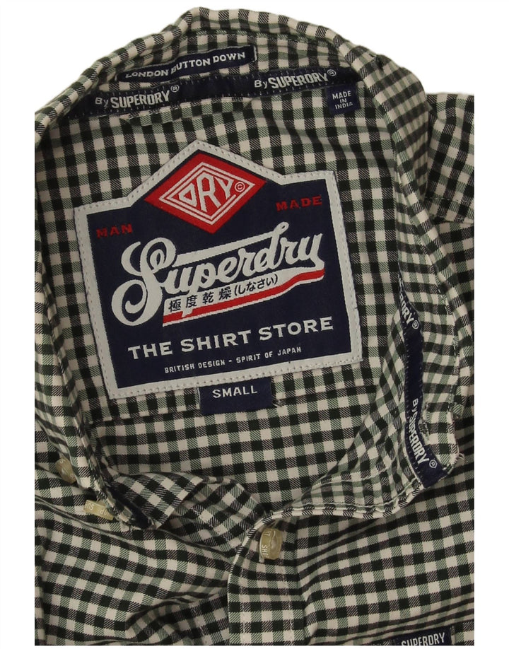 Camicia da uomo Superdry Small in cotone a quadretti verde