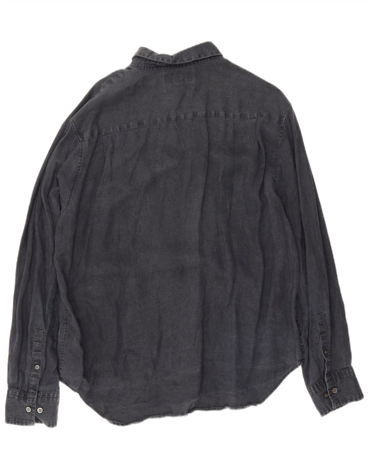 Camicia Cos da uomo dalla vestibilità rilassata, lino medio blu navy