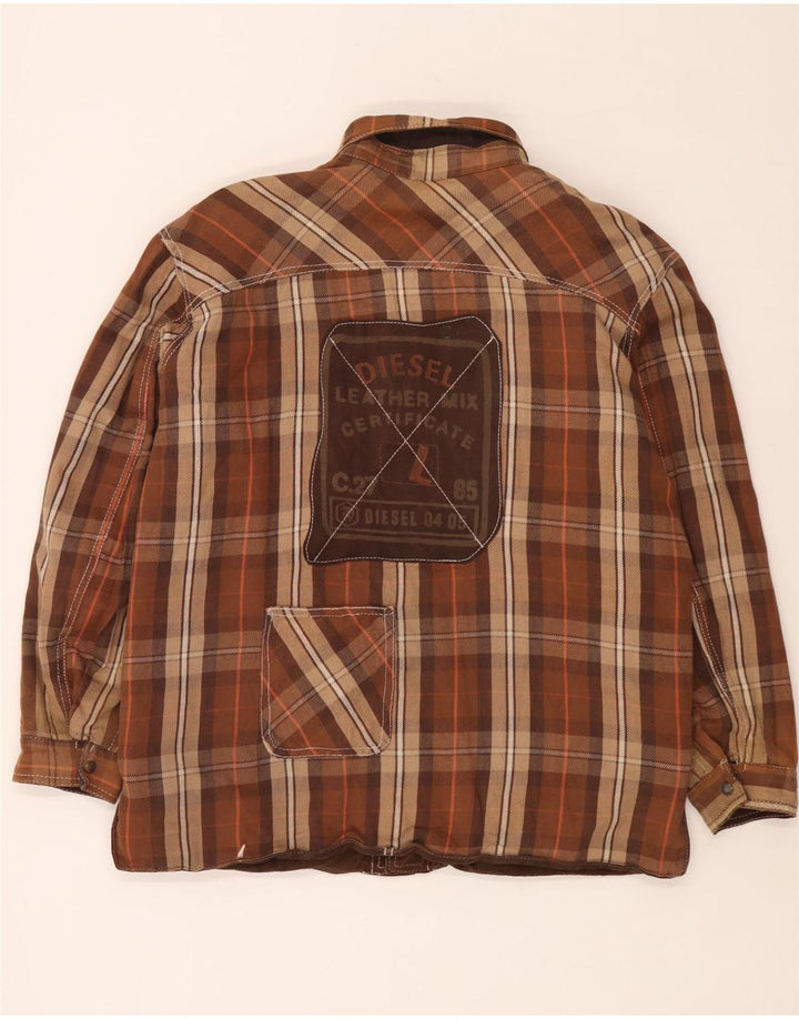 Giacca reversibile da uomo Diesel UK 40 grande pelle scozzese marrone