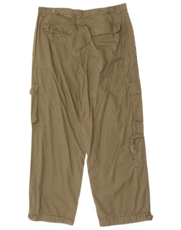 Pantaloni cargo dritti da uomo vintage grandi W36 L32 cotone floreale kaki