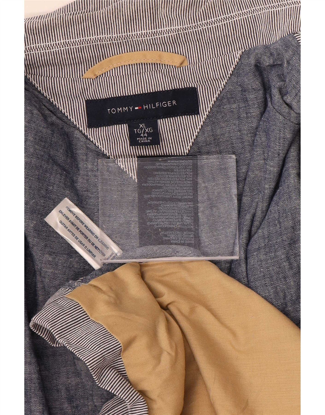 Giacca blazer a 2 bottoni da uomo Tommy Hilfiger UK 42 XL cotone gessato grigio