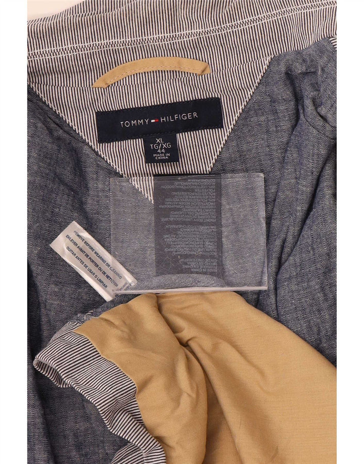 Giacca blazer a 2 bottoni da uomo Tommy Hilfiger UK 42 XL cotone gessato grigio