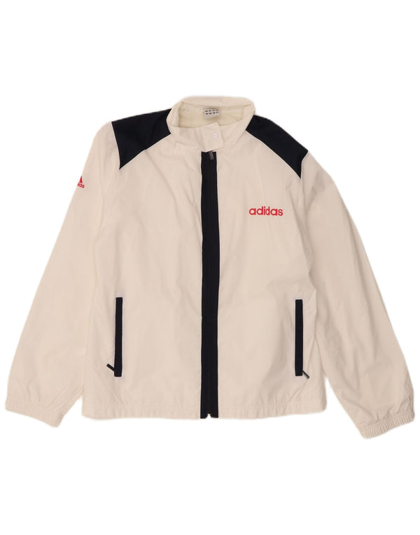 Giacca da tuta da donna Adidas UK 16 Large Bianco Colourblock Poliestere