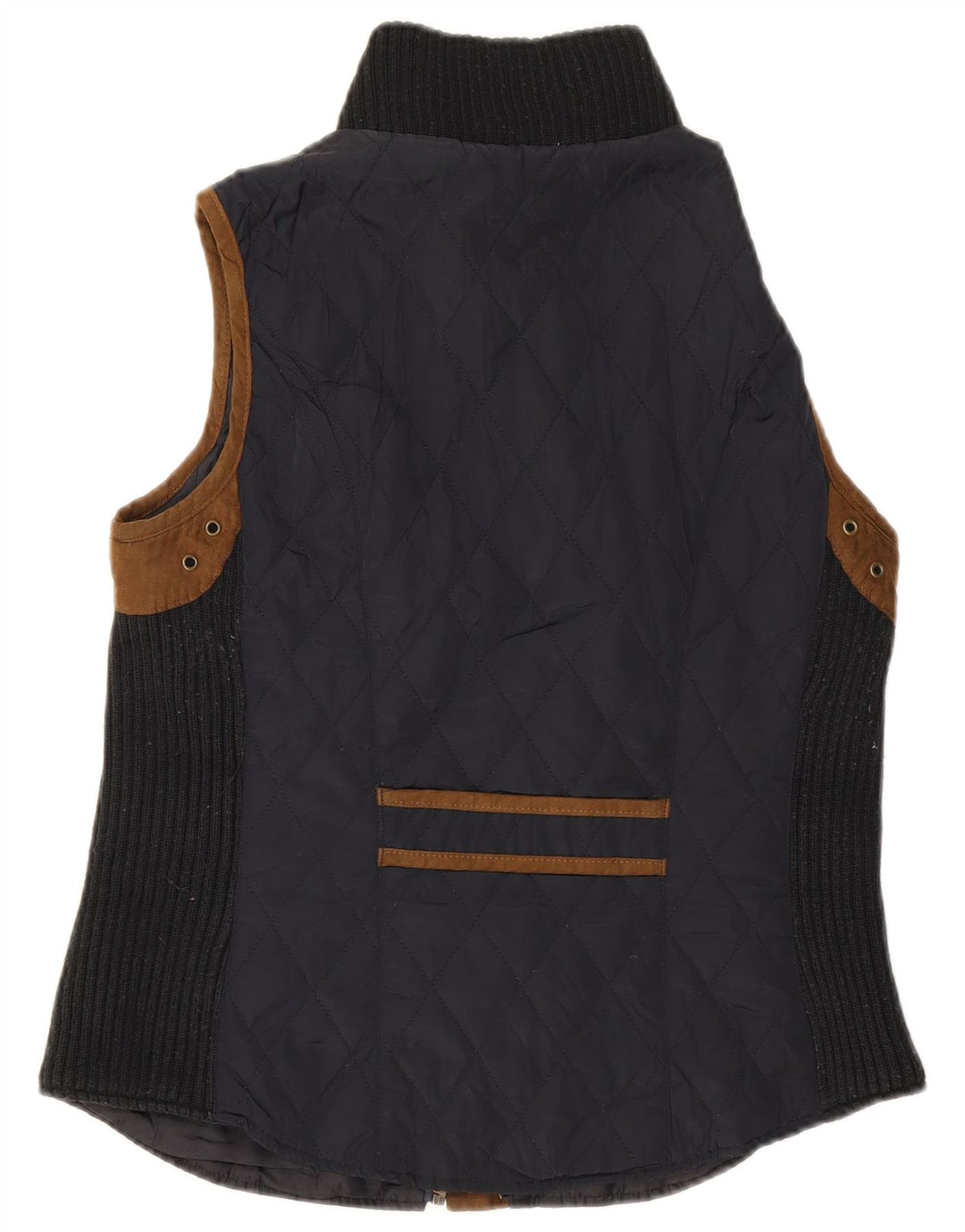 Gilet trapuntato da donna Zara UK 14 grande in poliestere color block blu navy