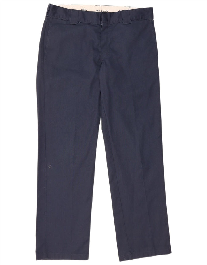 Dickies Pantaloni casual dritti slim da uomo W33 L32 poliestere blu navy