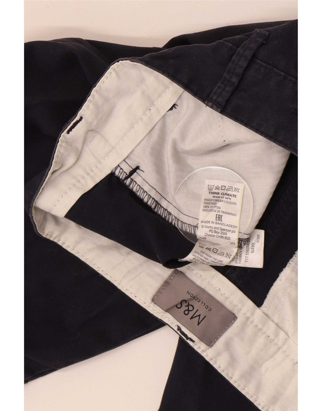 Pantaloncini chino da uomo Marks & Spencer W30 cotone blu navy medio