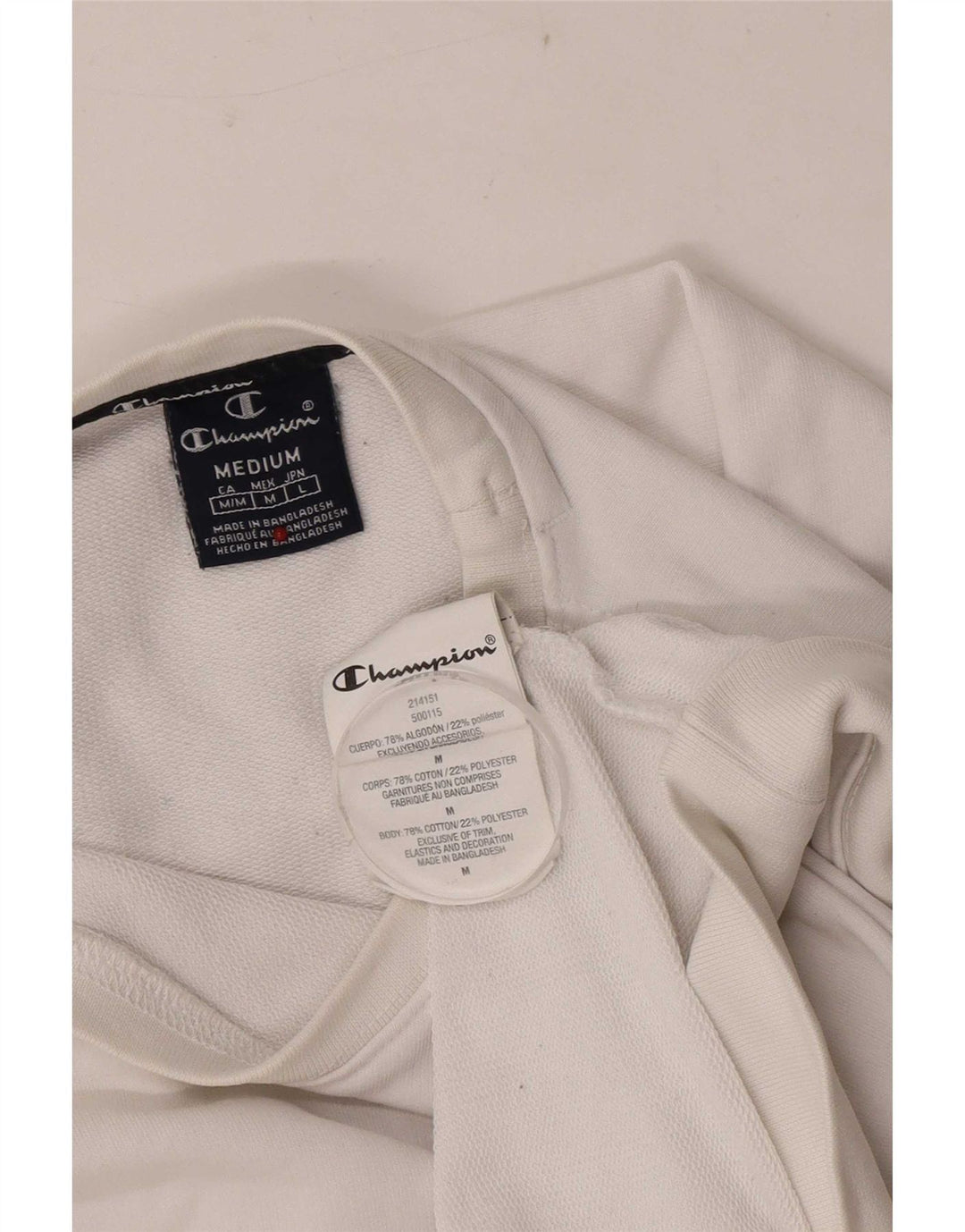 Felpa Champion da donna con vestibilità regolare, UK 14, cotone bianco medio