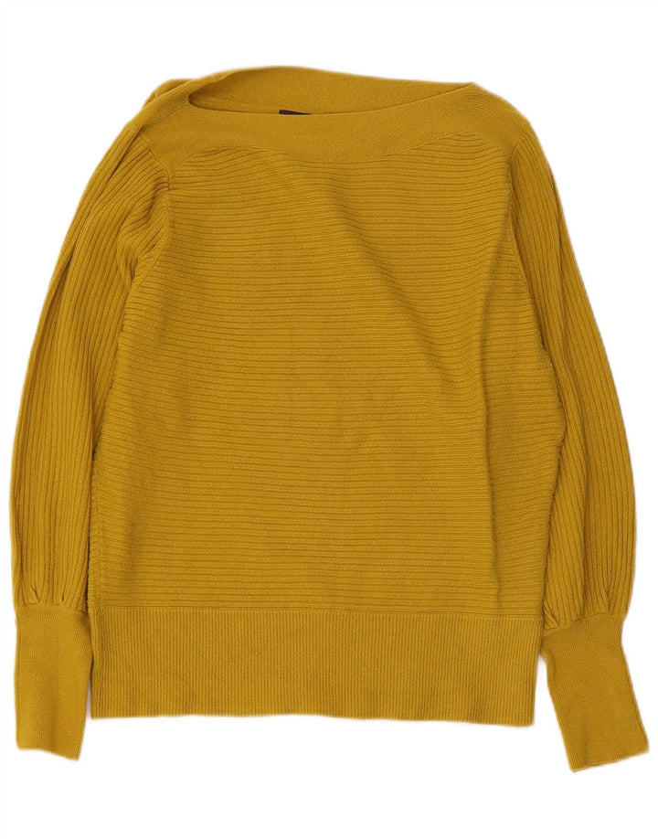 Maglione maglione con scollo a barca da donna Marks & Spencer UK 14 Viscosa giallo medio