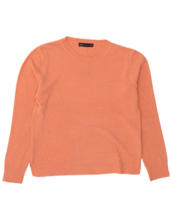 Maglione maglione con scollo a barca da donna Marks & Spencer UK 10 piccolo acrilico arancione
