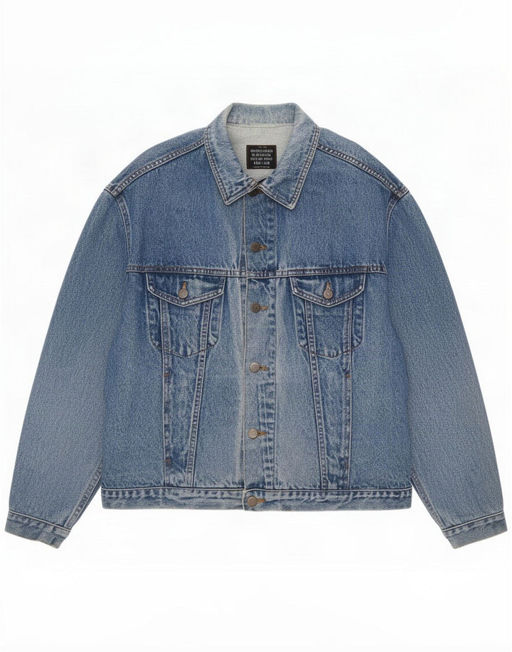 Benetton Giacca di jeans da uomo IT 52 XL Blu Cotone