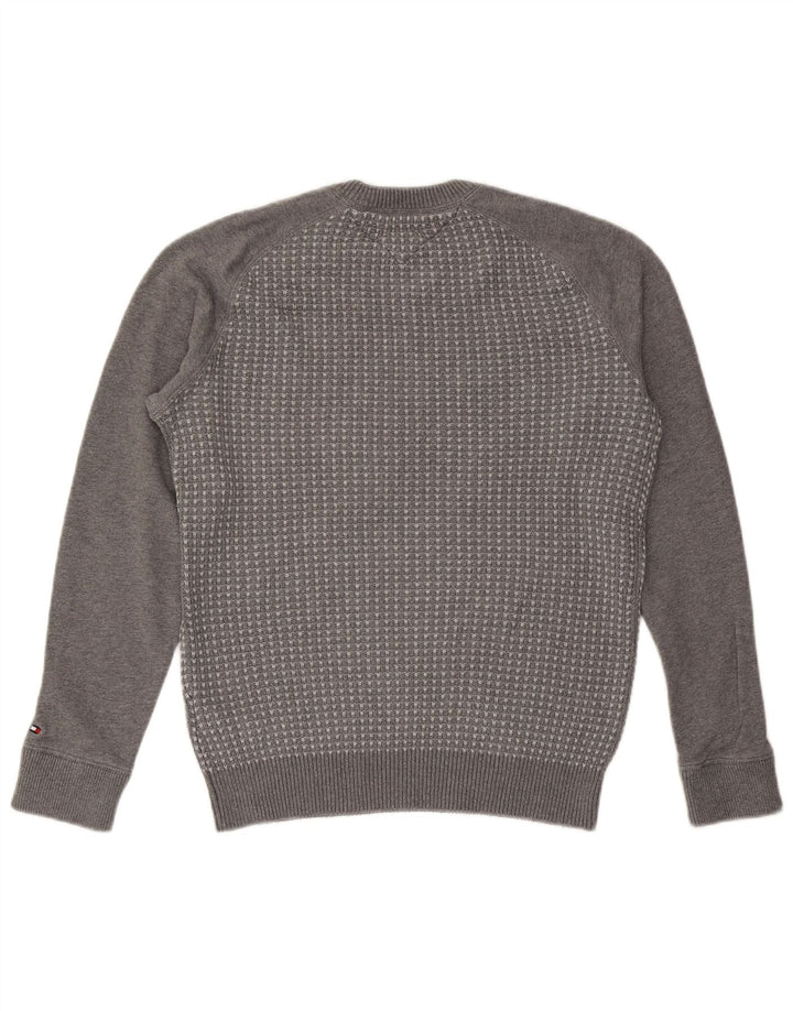 Maglione maglione girocollo da uomo Tommy Hilfiger in cotone geometrico grigio medio