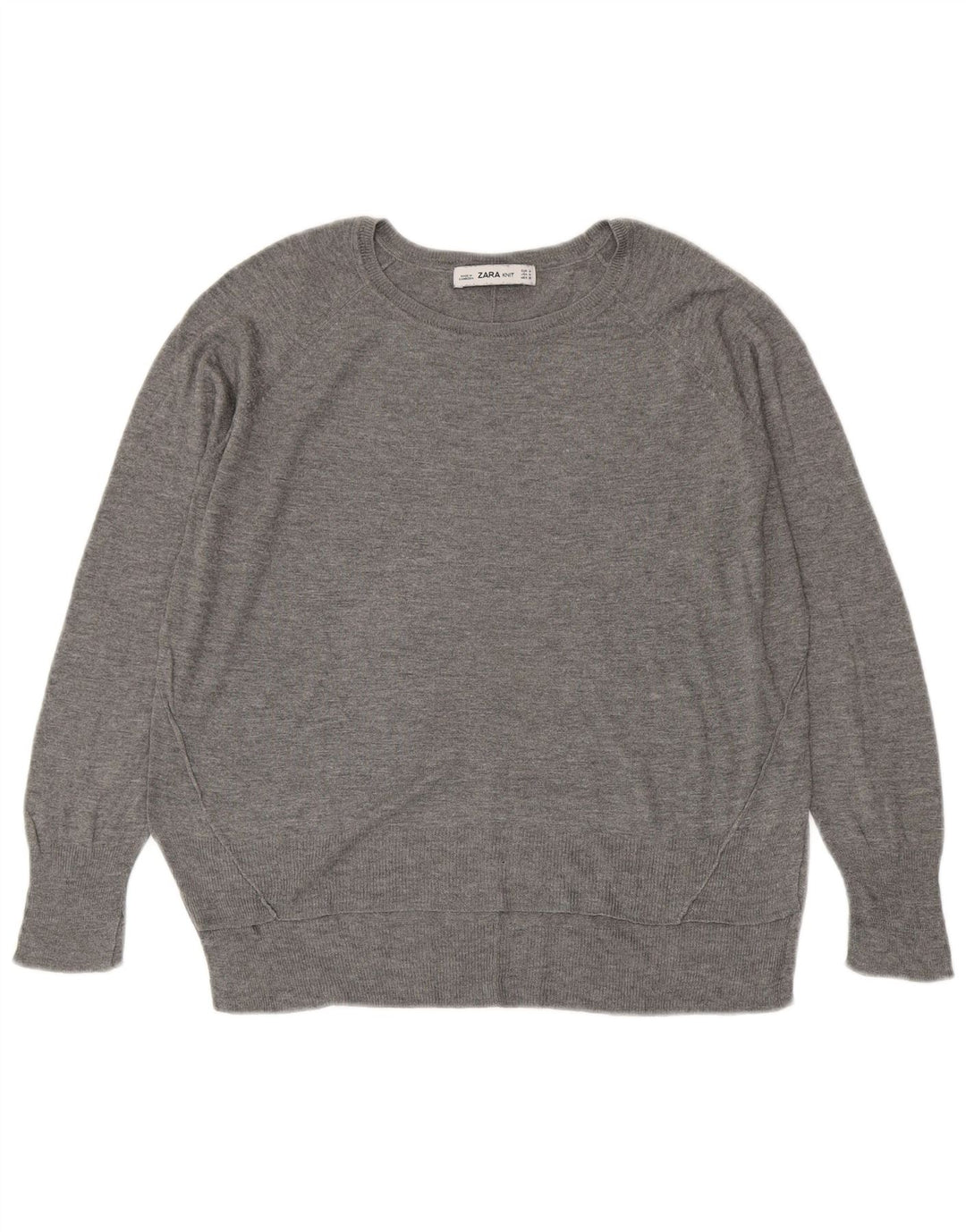 Maglione maglione con scollo a barca da donna Zara UK 14 Grigio medio