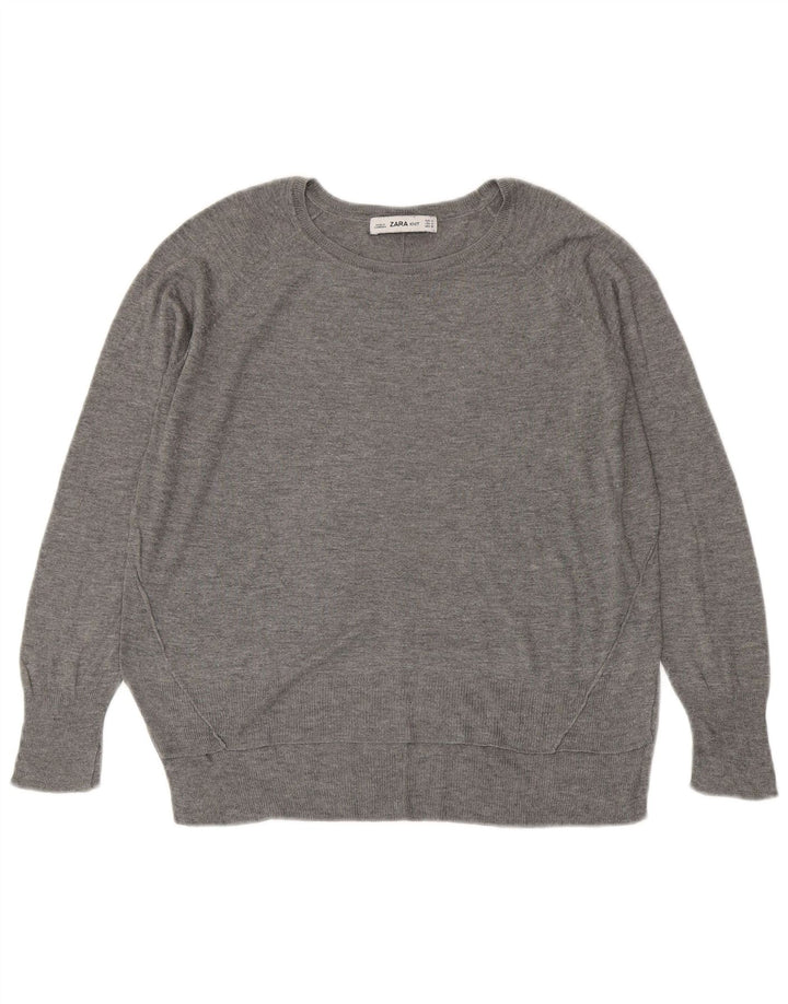 Maglione maglione con scollo a barca da donna Zara UK 14 Grigio medio