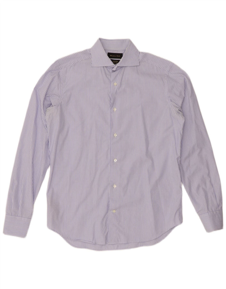 MASSIMO DUTTI Camicia da uomo Taglia 15 38 Cotone gessato blu medio