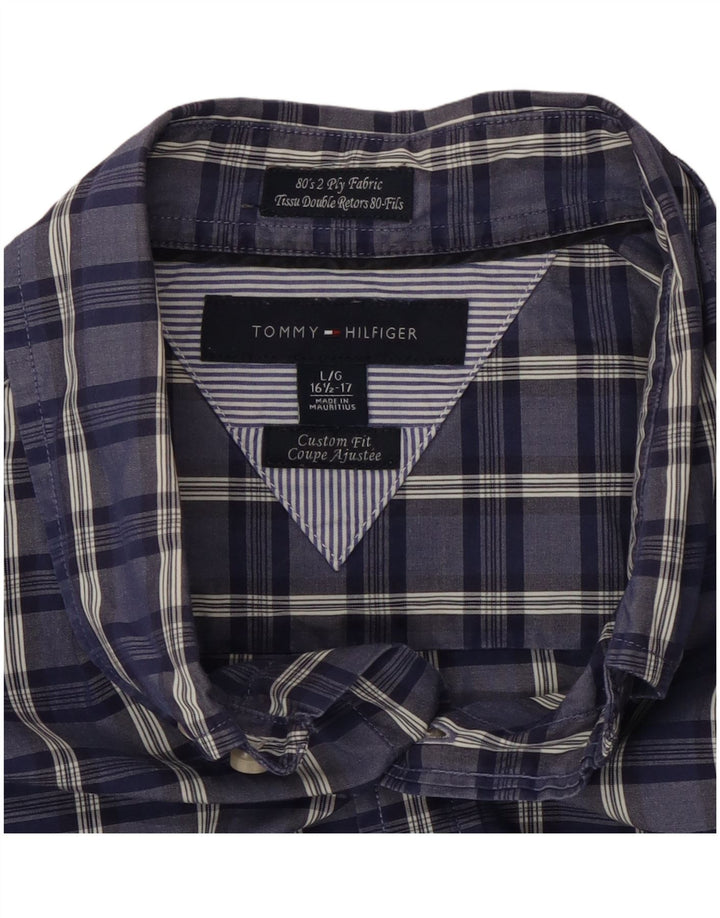 TOMMY HILFIGER Camicia da uomo su misura taglia 16 1/2 grande quadri blu