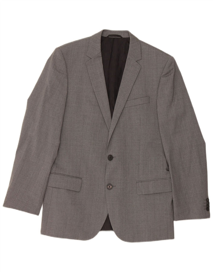 Giacca blazer da uomo a 2 bottoni Hugo Boss EU 48 Lana vergine grigio medio