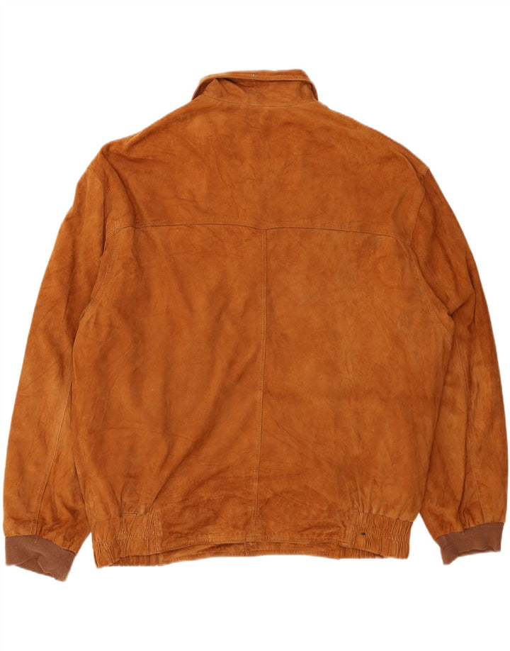 BIKERS Mens Suede Bomber Jacket IT 58 4XL Brown Leather