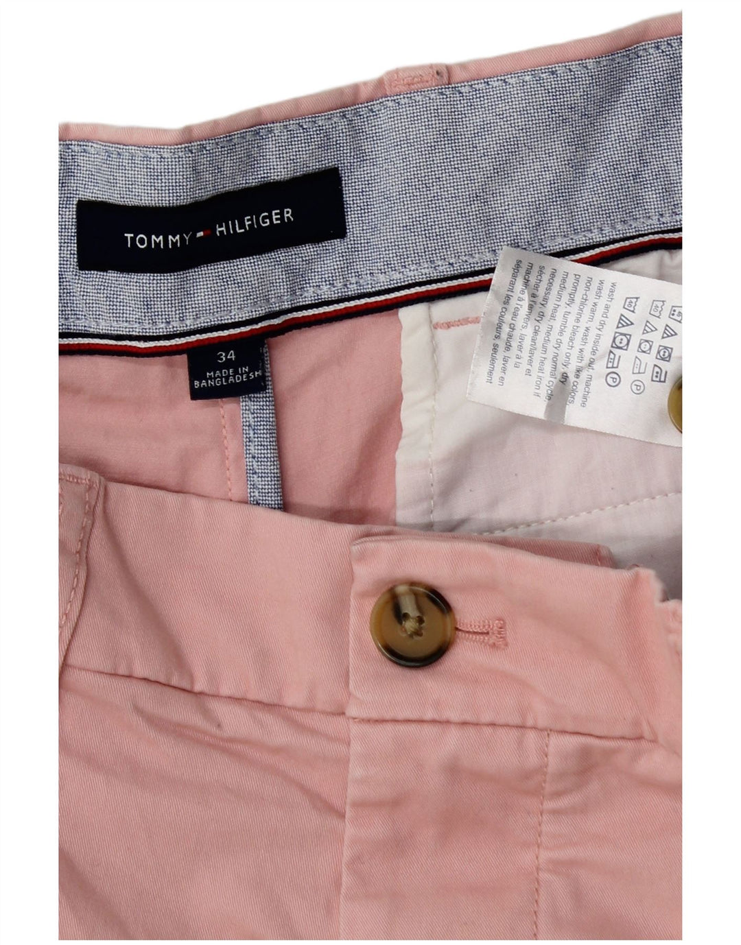 Pantaloncini chino da uomo Tommy Hilfiger W34 Large in cotone rosa