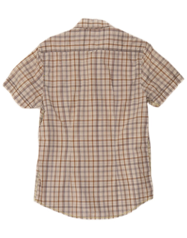 Camicia a maniche corte da uomo Energie piccola in cotone a quadri beige