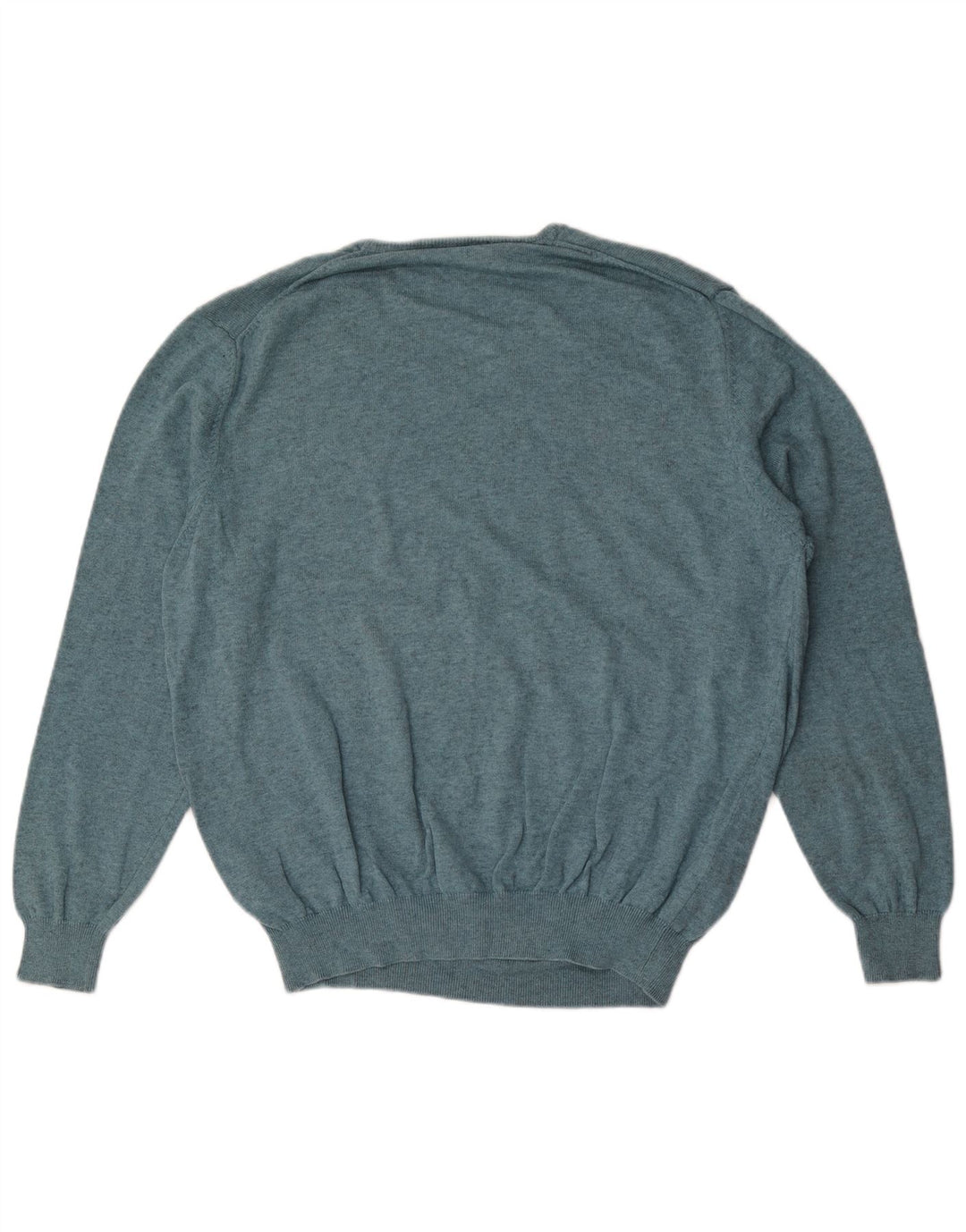 Massimo Dutti Maglione da uomo con scollo a V grande in cotone blu