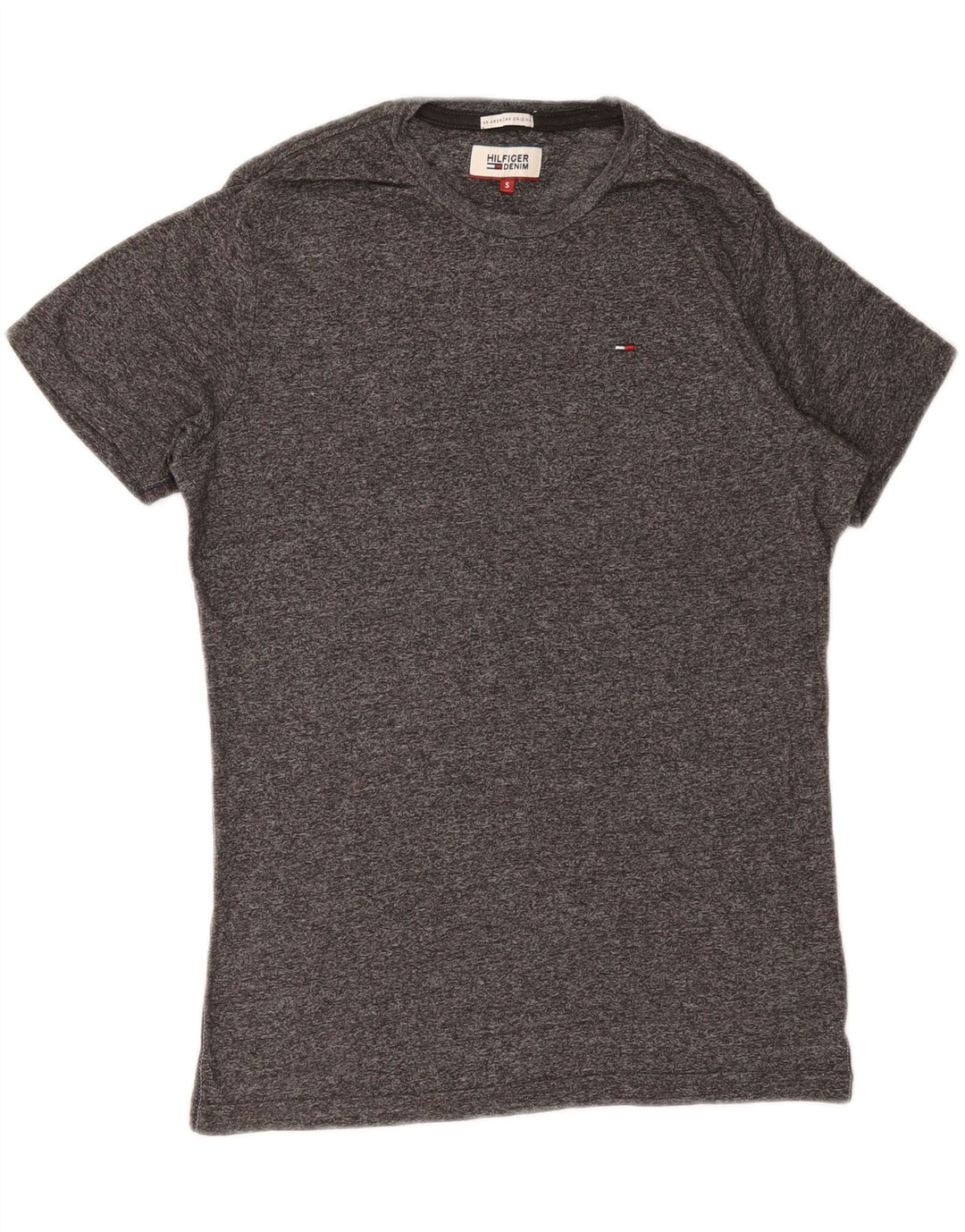 TOMMY HILFIGER T-shirt da uomo Top piccola in cotone chiazzato grigio