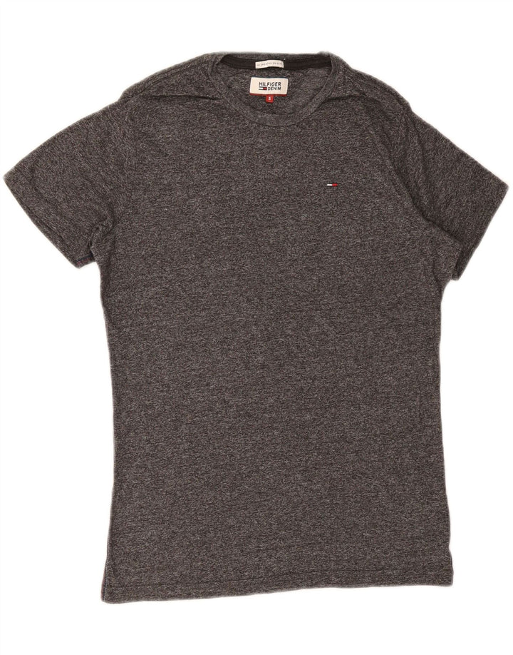 TOMMY HILFIGER T-shirt da uomo Top piccola in cotone chiazzato grigio