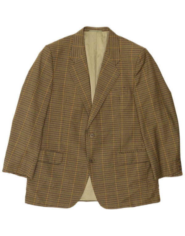 Giacca blazer vintage da uomo a 2 bottoni UK 38 a quadri kaki medio
