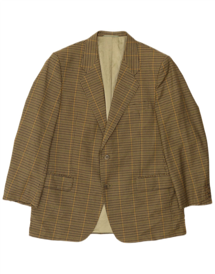 Giacca blazer vintage da uomo a 2 bottoni UK 38 a quadri kaki medio
