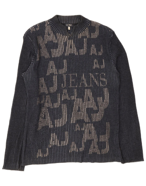 Armani Jeans Maglione da uomo con collo alto e grafica XL in cotone blu navy