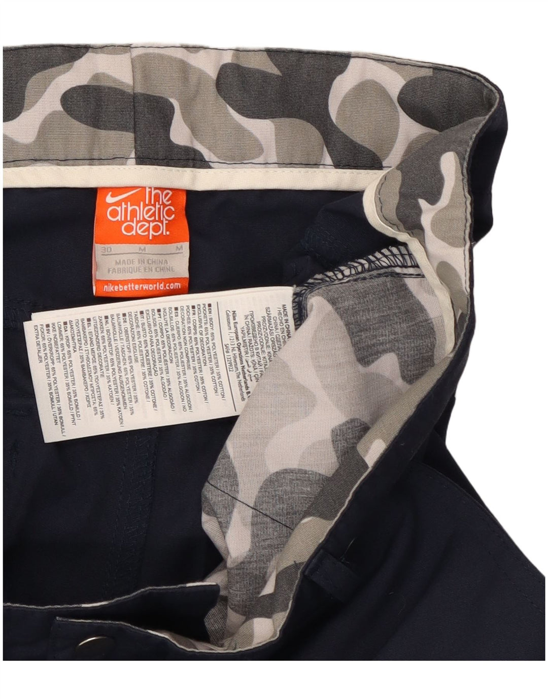 Pantaloni chino dritti da uomo Nike medi W30 L29 poliestere blu navy