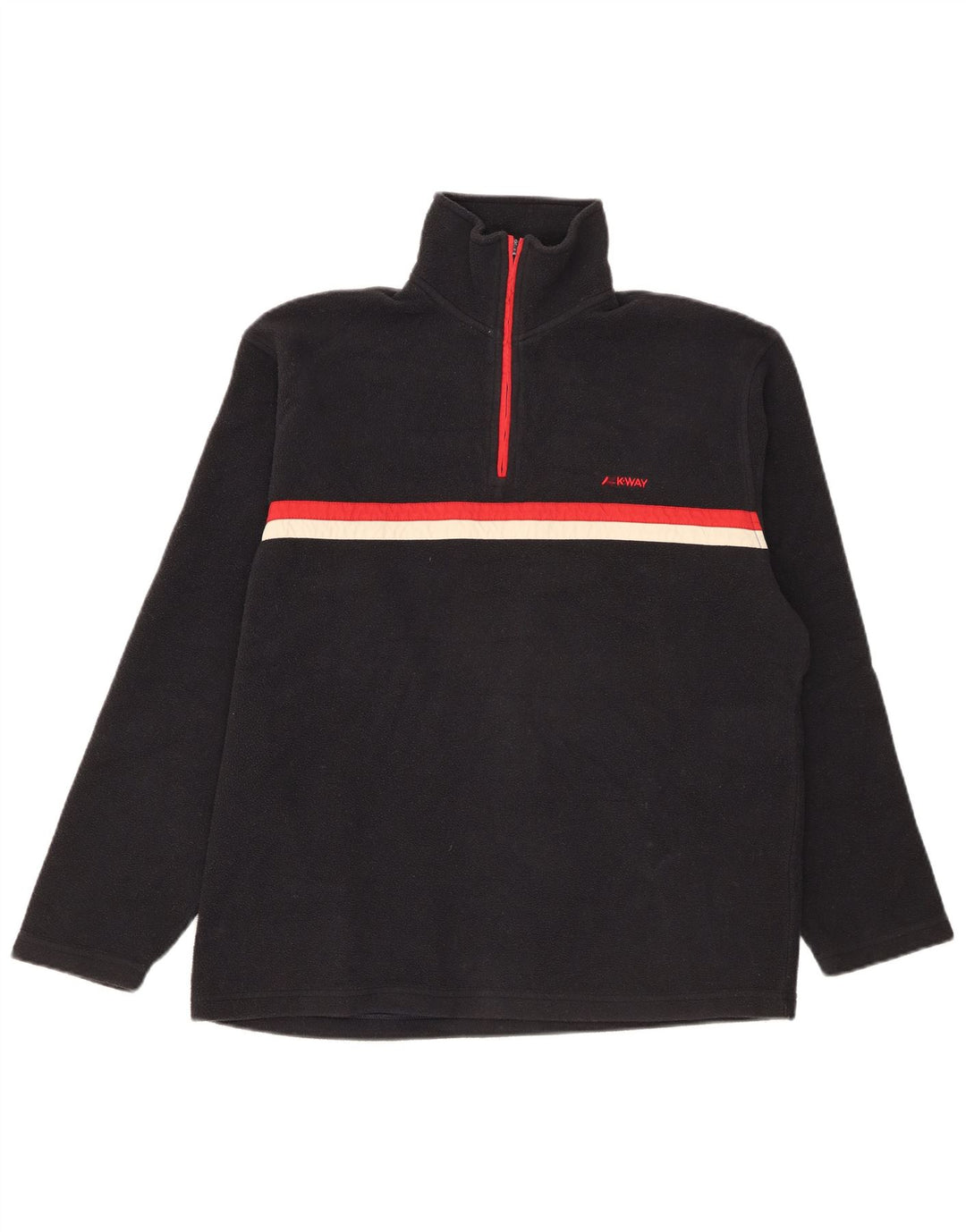 Maglione in pile da uomo K-Way con zip e collo medio a righe nere