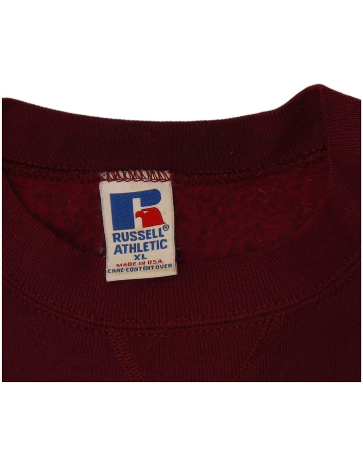 Felpa da uomo Russell Athletic, maglione XL, cotone bordeaux
