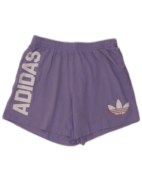 Pantaloncini sportivi grafici da donna Adidas UK 14 grandi cotone viola