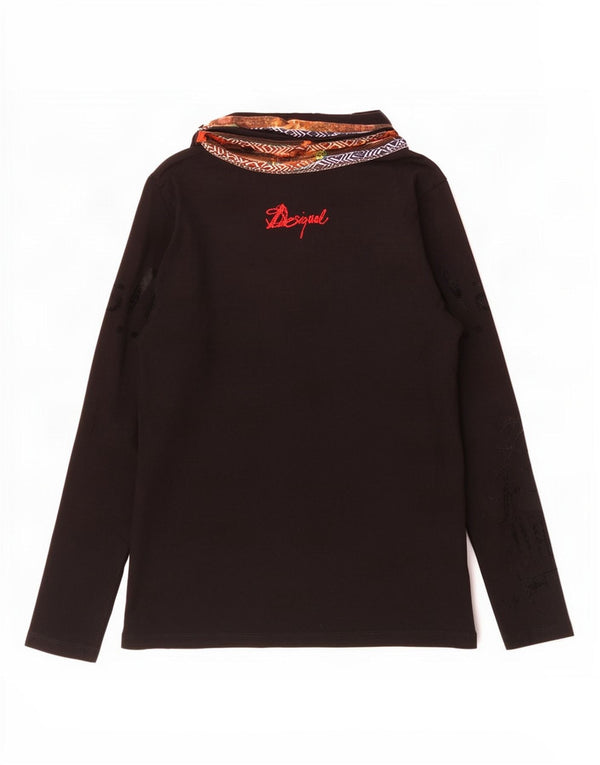 Desigual Donna Camicetta Top UK 14 Grande Nero Floreale