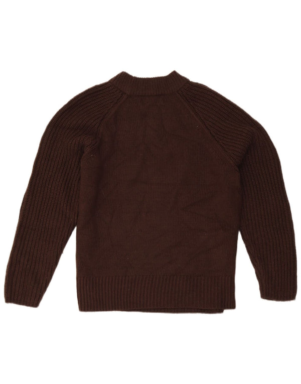 Maglione maglione a collo alto da donna Marks & Spencer UK 10 piccolo acrilico marrone