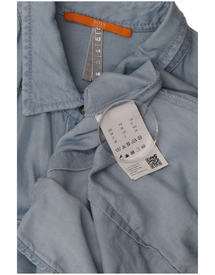 Camicia oversize da donna Hugo Boss UK 6 XS Lyocell blu