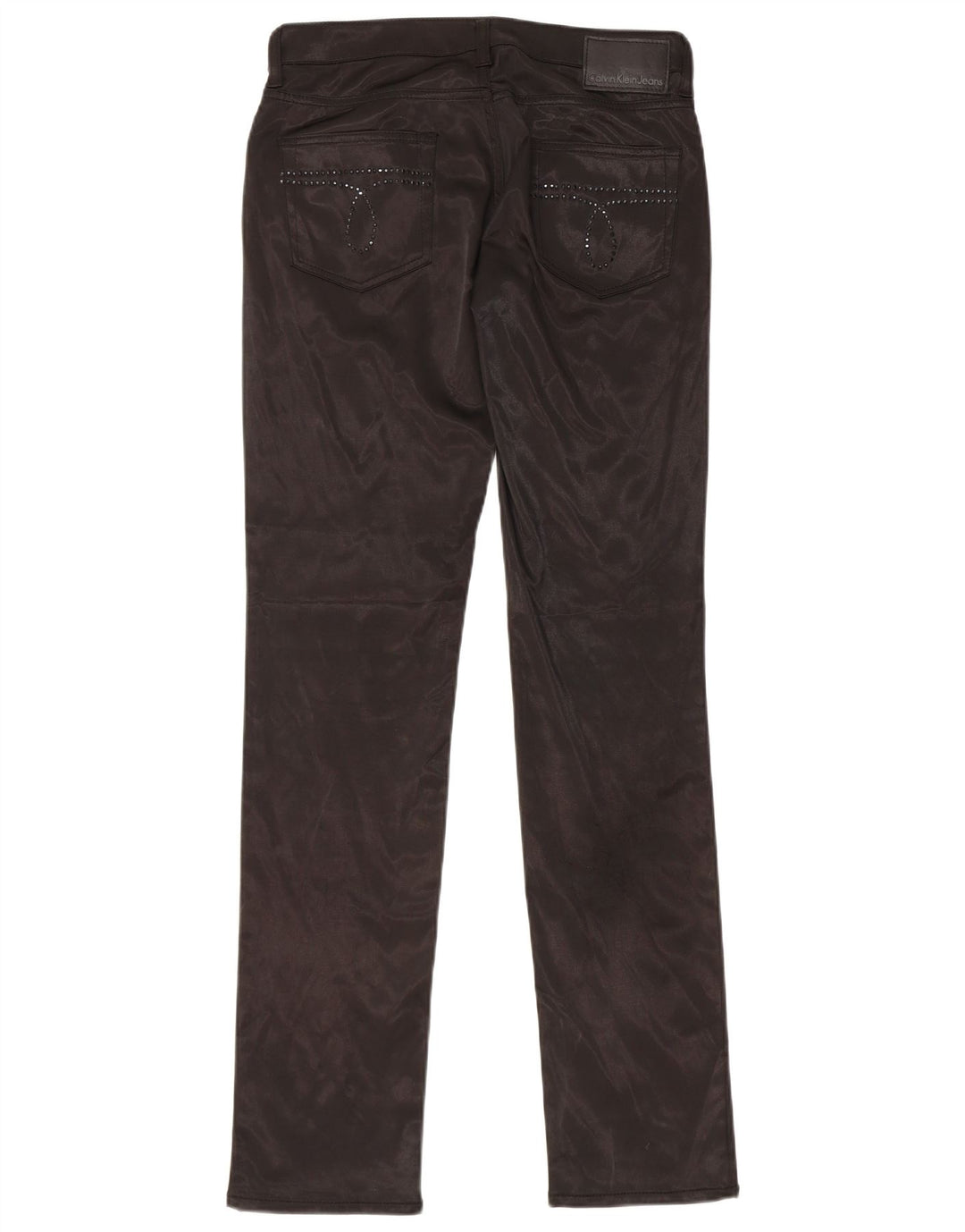 CALVIN KLEIN Pantaloni casual slim da donna W29 L34 Poliestere nero