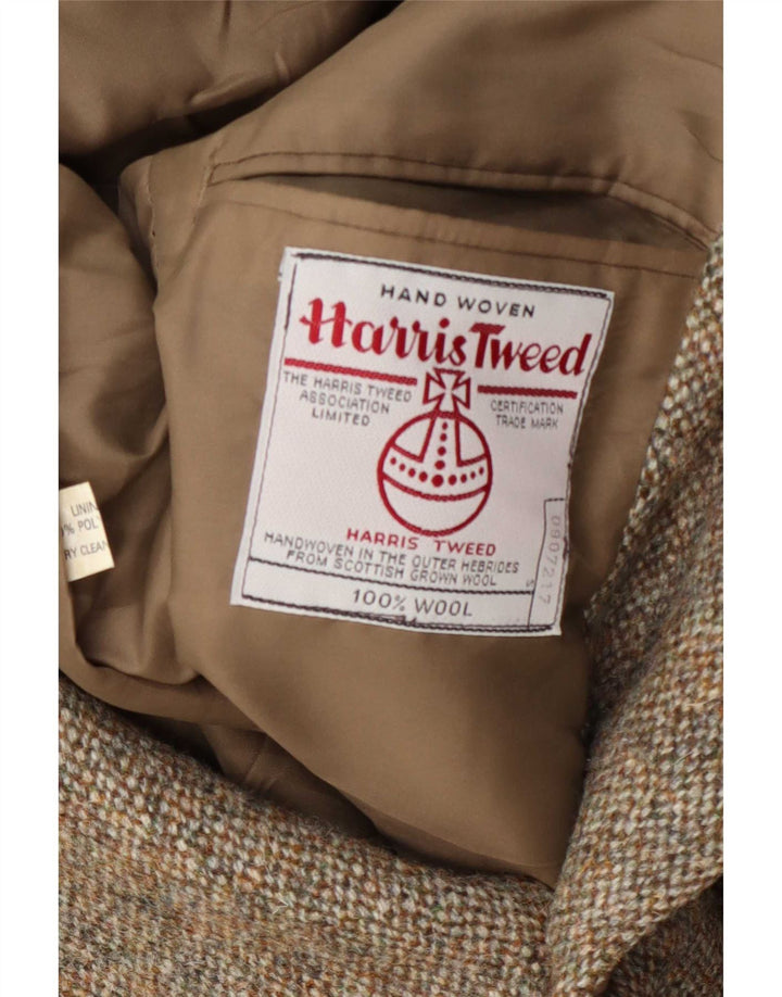 Giacca blazer a 2 bottoni da uomo Harris Tweed UK 36 piccola lana kaki