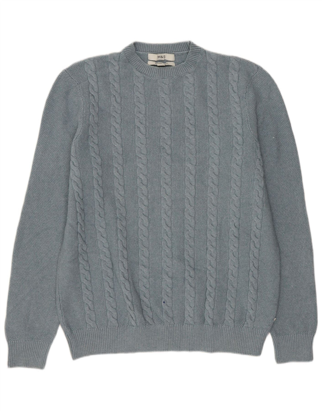 Maglione maglione girocollo da uomo Marks & Spencer blu medio poliestere