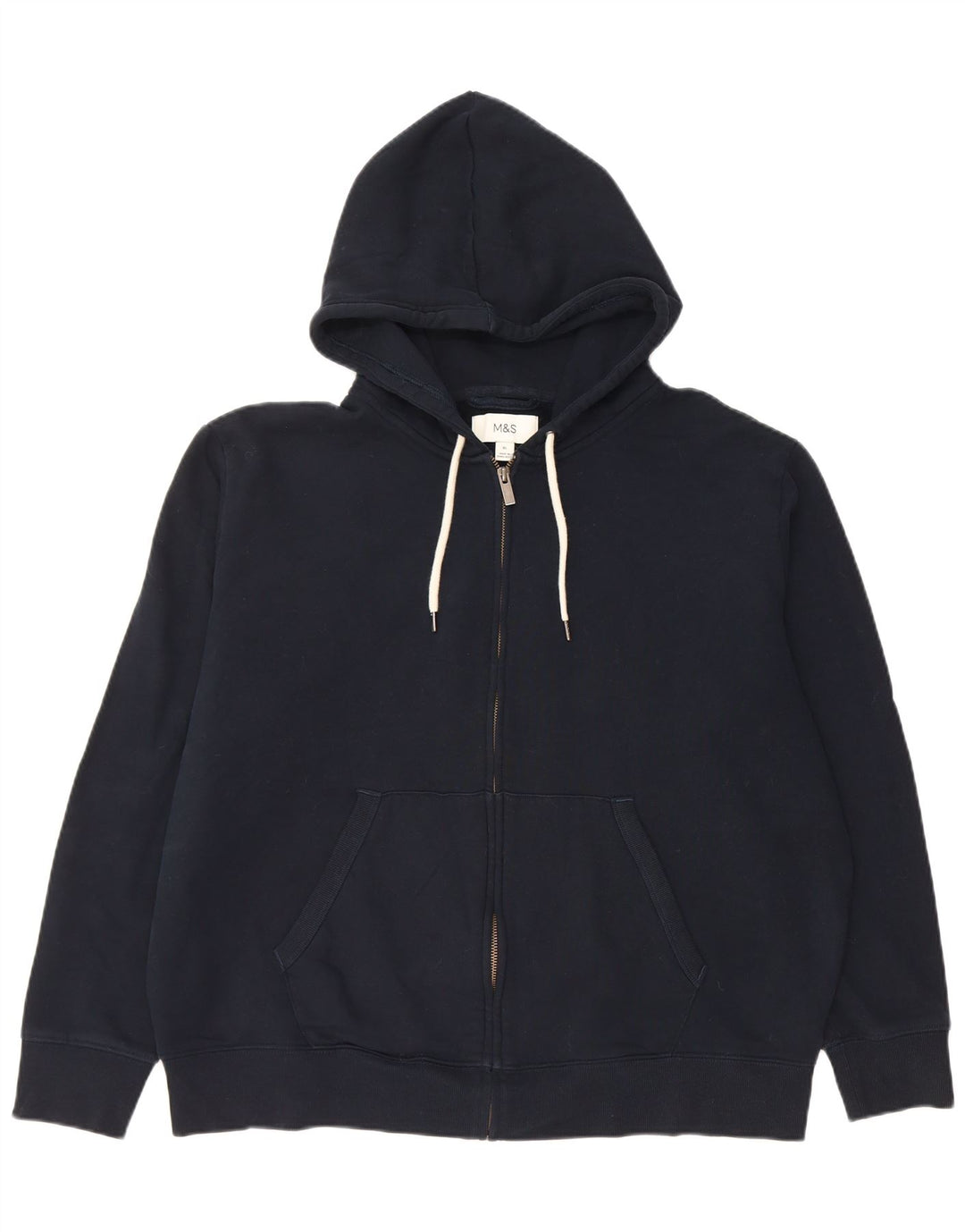 Maglione con cappuccio e zip da uomo Marks & Spencer XL in cotone blu navy