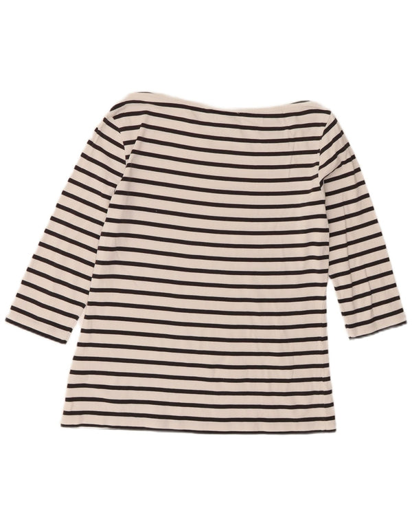Tommy Hilfiger Top da donna manica 3/4 UK 14 grande cotone a righe bianche